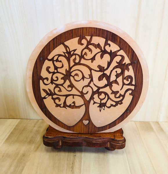 Lámpara Sal 3D árbol de la vida corazón